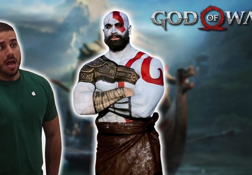 Bodybuilder Body Painted As God Of War