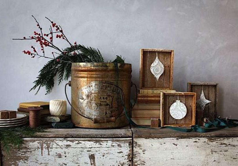 Gold, Brown & Rust Lard Tin Pail