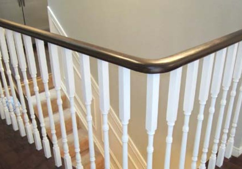 Updating an Oak Stair or Handrail to White and Walnut