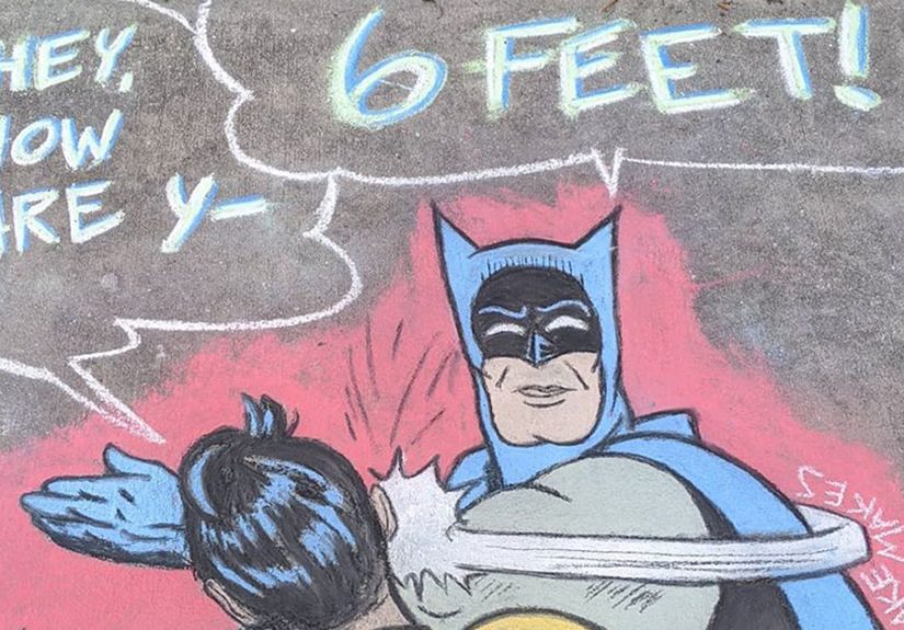 26 Pop Culture And Quarantine-Inspired Sidewalk Chalk Drawings From A Self-Taught Artist