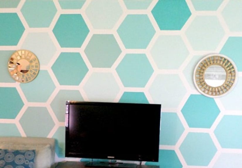 DIY Ombre Painted Hexagon Accent Wall