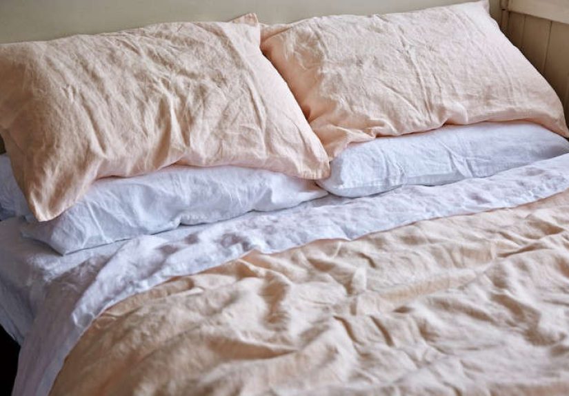100% Linen Duvet Cover - Peach