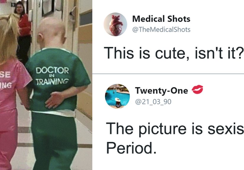 21 Reactions To ‘Sexist’ Photo Of Girl And Boy Wearing Nurse And Doctor Scrubs