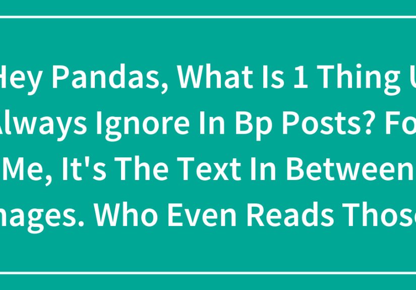 Hey Pandas, What Is 1 Thing U Always Ignore In Bp Posts? For Me, It’s The Text In Between Images. Who Even Reads Those?