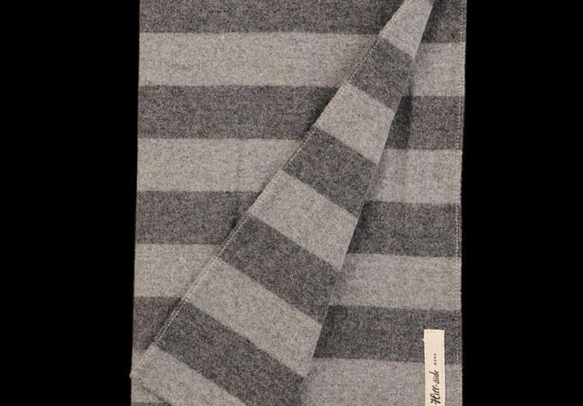 Hill-side Grey Border Stripe Flannel Scarf