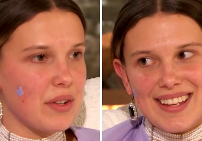 Millie Bobby Brown Ditches Makeup, Wears A Pimple Patch On The Drew Barrymore Show