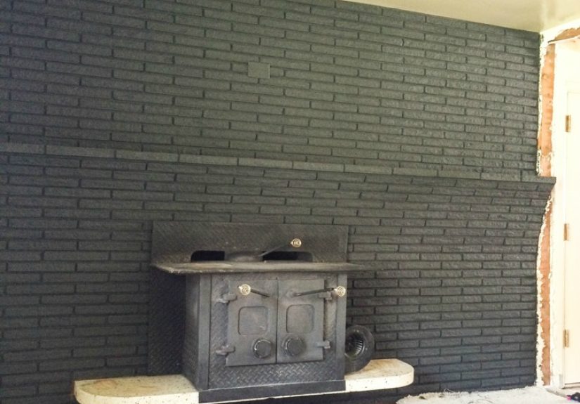 Painted Black Brick Fireplace