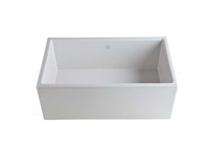Rohl MS3018WH Shaws Contemporary Classic Single Bowl Fireclay Apron Kit Open Sink