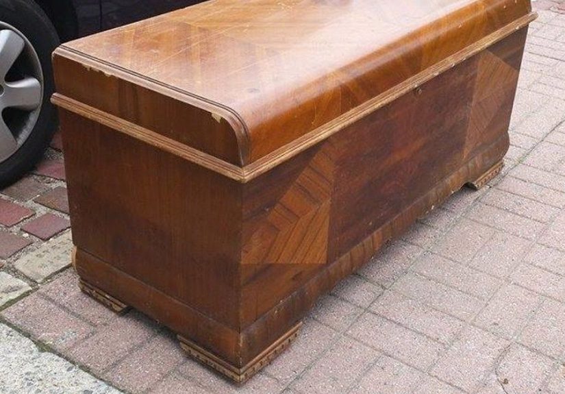 Chipped Veneer Art Deco Cedar Chest Restore