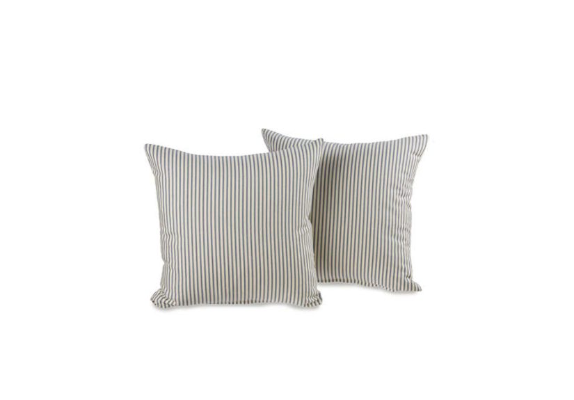 Ticking Stripe Blue Decorative 20-in. Throw Pillows